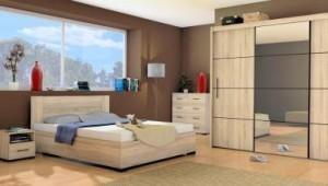 sypialnia z brązowymi ścianami